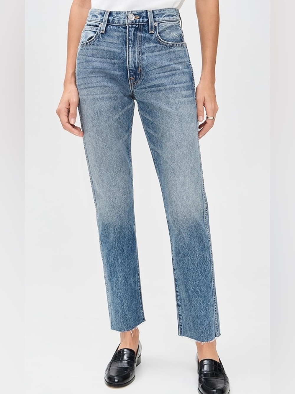 Slvrlake Sophie raw hem straight leg Denim jeans in Thunder Road wash, size 25